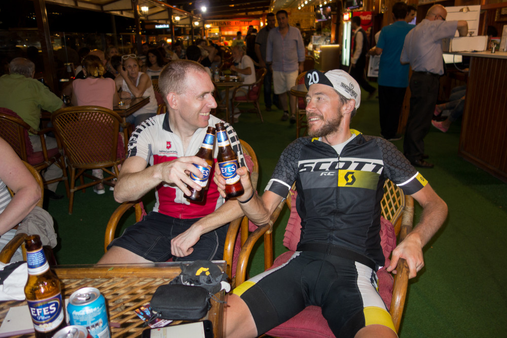 Alain Rumpf and Chris White at the finish of the 2015 Transcontinental Race