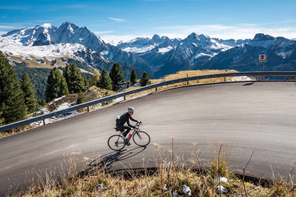 Climbing the Passo Sella in the Dolomites