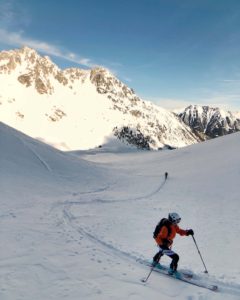 Kate with some nice sunny peaks overlooking us