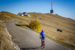One man climbing Mont Chasseral in Kantion Bern, Switzerland
